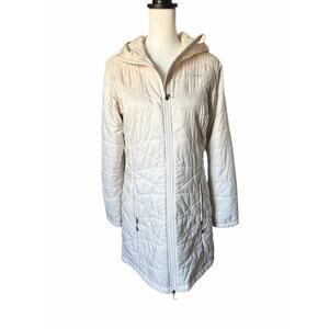 Columbia Women's Off white Cream Long Coat Medium Omni Heat Women's Joy Peak